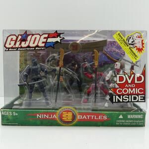 VTG 2004 Hasbro GI Joe Ninja Battles 5 Figure DVD Comic Storm Shadow Unmasked